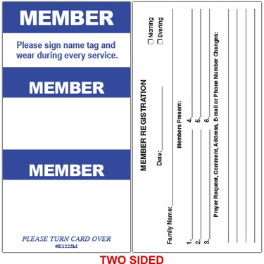 I.D. Label (Member) Attendance Cards