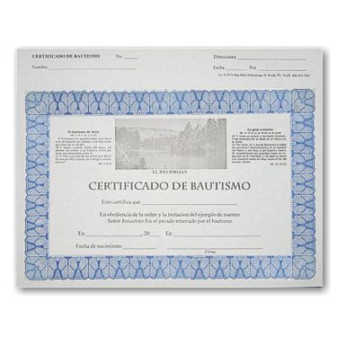 Certificado De Bautismo/Pkg. 25